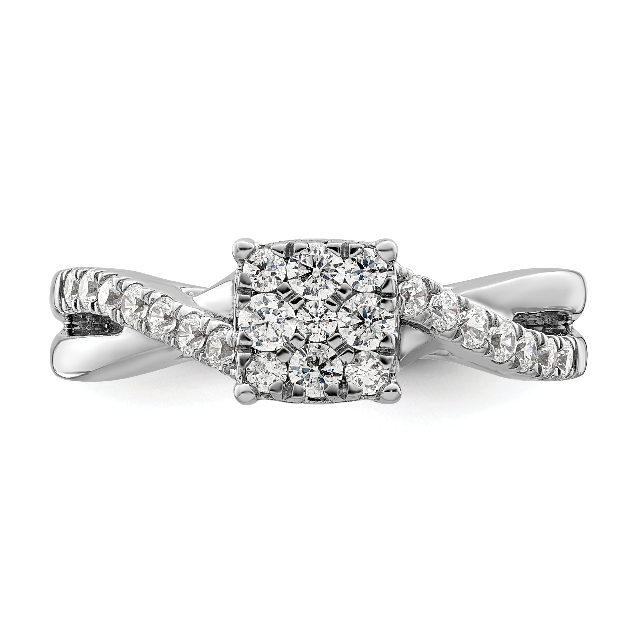 14k White Gold 1/2 carat Lab Grown Diamond VS/SI+ G+ Complete Cluster Engagement Ring