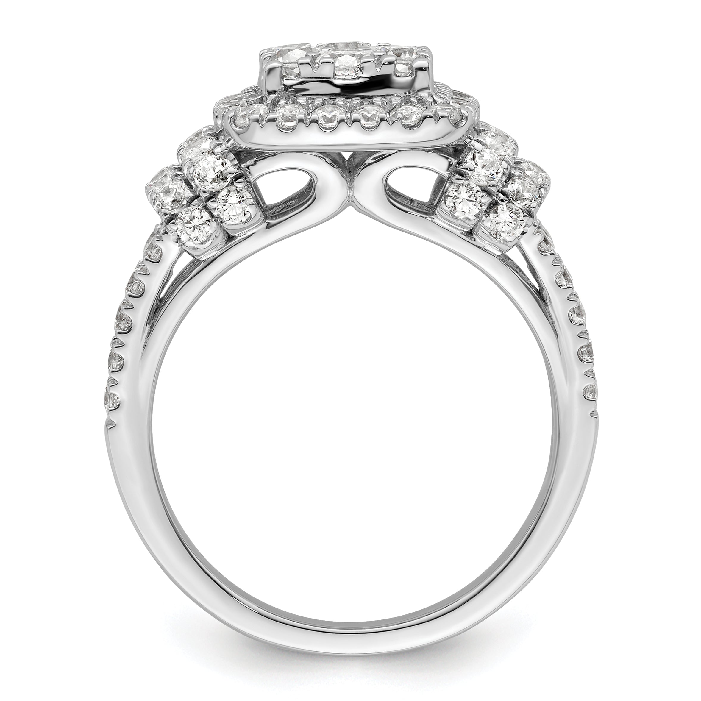 14k White Gold 1 1/2 carat Lab Grown Diamond VS/SI+ G+ Complete Cluster Engagement Ring Secondary image