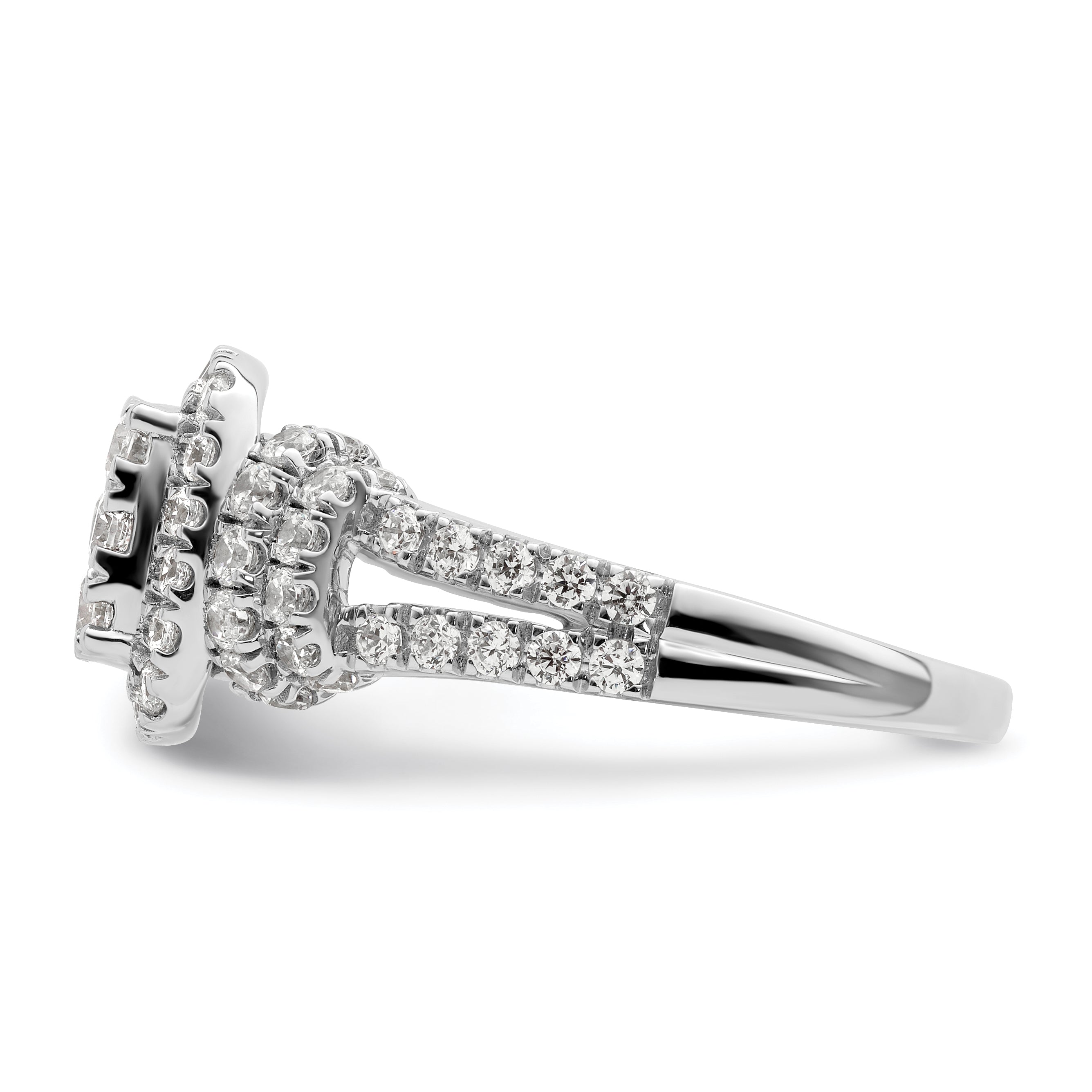 14k White Gold 1 1/2 carat Lab Grown Diamond VS/SI+ G+ Complete Cluster Engagement Ring