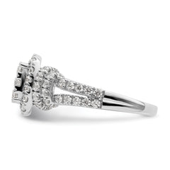 14k White Gold 1 1/2 carat Lab Grown Diamond VS/SI+ G+ Complete Cluster Engagement Ring