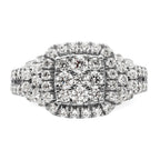 14k White Gold 1 1/2 carat Lab Grown Diamond VS/SI+ G+ Complete Cluster Engagement Ring