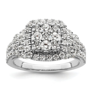14k White Gold 1 1/2 carat Lab Grown Diamond VS/SI+ G+ Complete Cluster Engagement Ring
