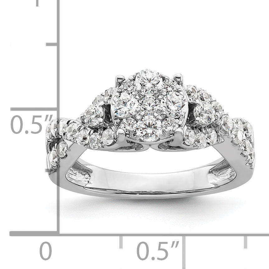 14K White Gold Lab Grown Diamond VS/SI+ G+ Cluster Ring