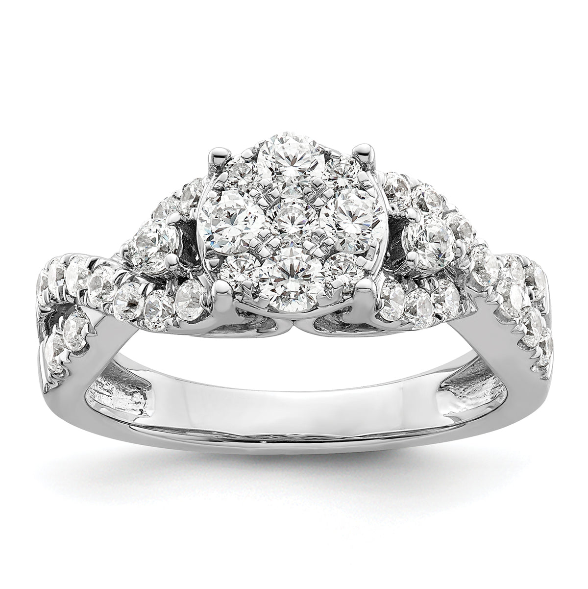 14K White Gold Lab Grown Diamond VS/SI+ G+ Cluster Ring