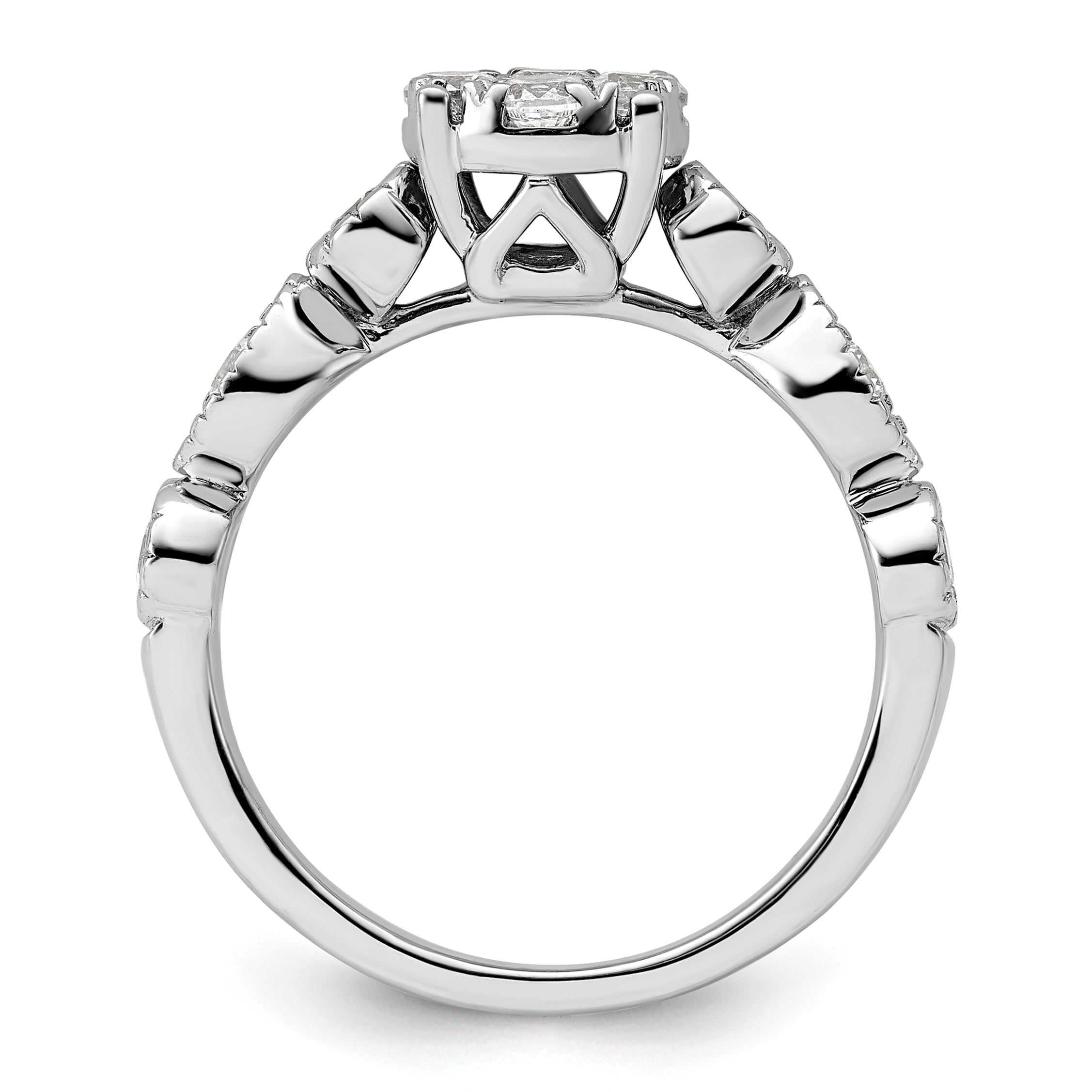 14k White Gold 3/4 carat Lab Grown Diamond VS/SI+ G+ Complete Cluster Engagement Ring