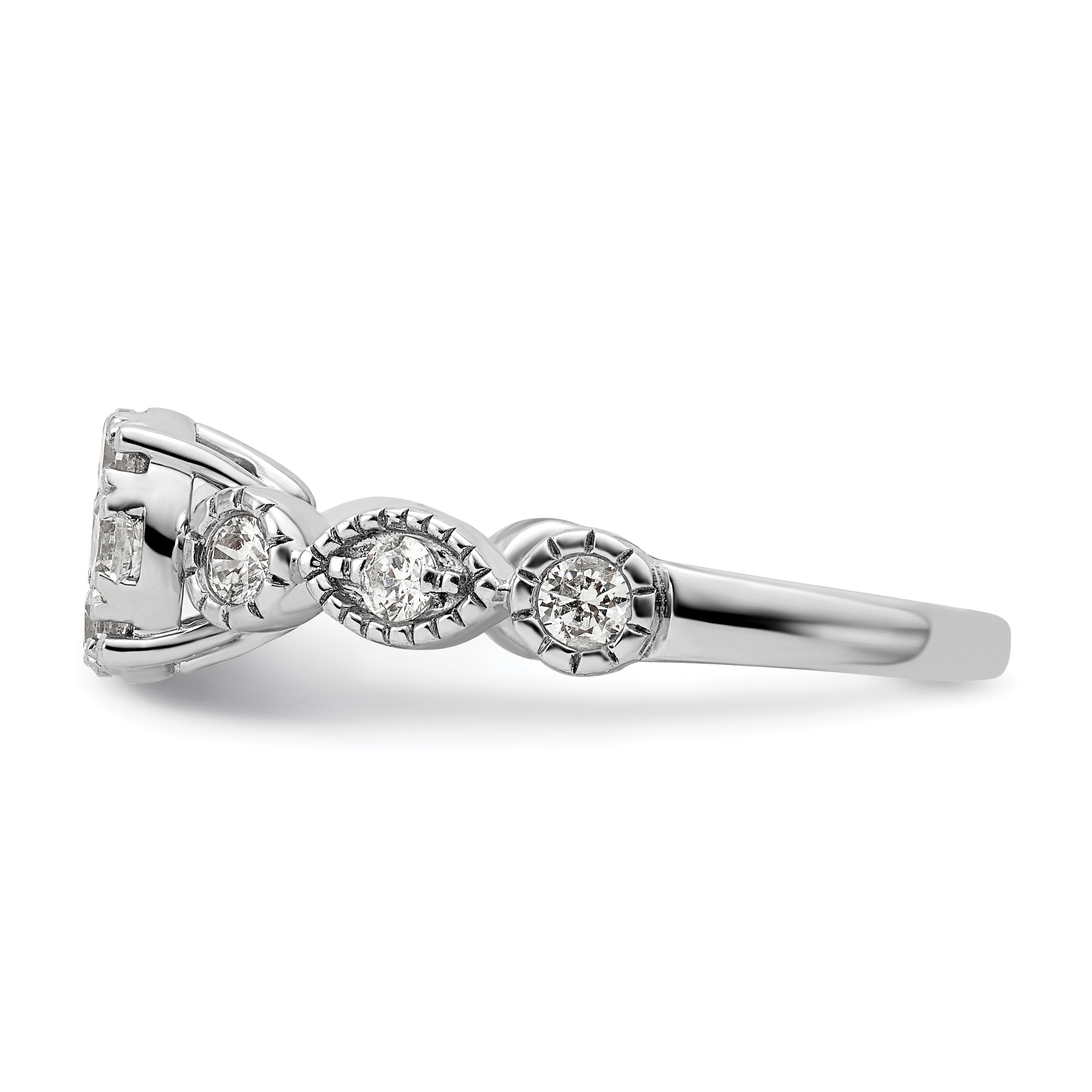 14k White Gold 3/4 carat Lab Grown Diamond VS/SI+ G+ Complete Cluster Engagement Ring