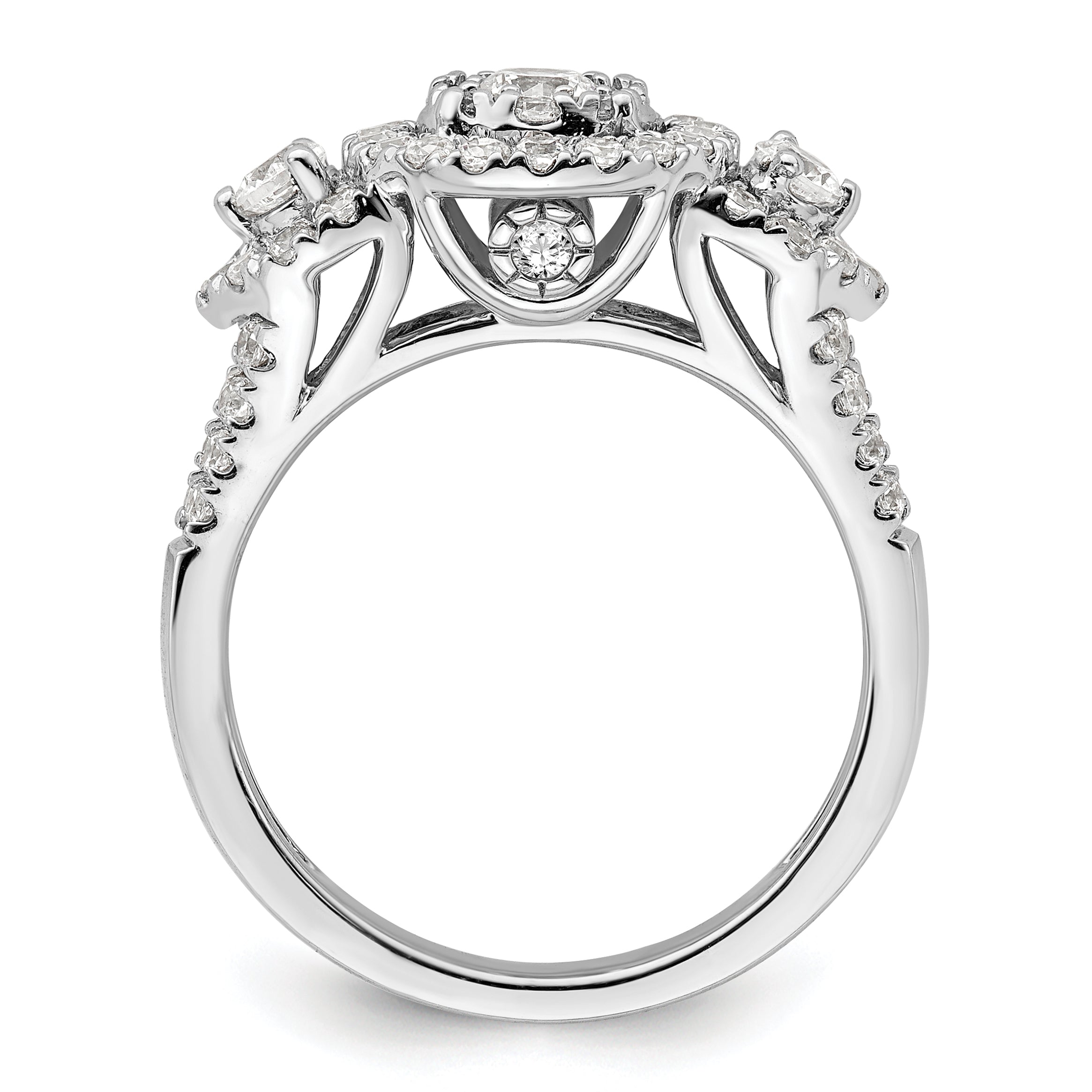 14k White Gold 1 carat Lab Grown Diamond VS/SI+ G+ Complete Cluster Engagement Ring Secondary image