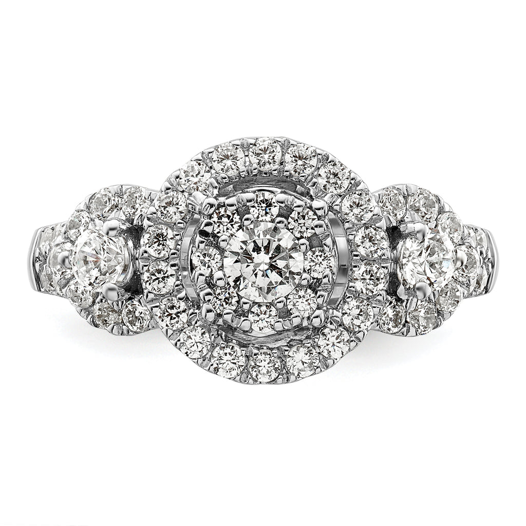 14k White Gold 1 carat Lab Grown Diamond VS/SI+ G+ Complete Cluster Engagement Ring