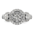 14k White Gold 1 carat Lab Grown Diamond VS/SI+ G+ Complete Cluster Engagement Ring