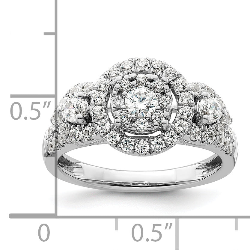 14k White Gold 1 carat Lab Grown Diamond VS/SI+ G+ Complete Cluster Engagement Ring