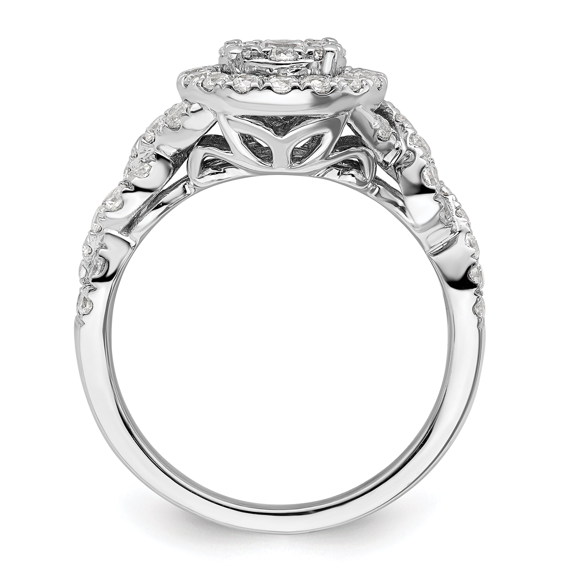14k White Gold 1 carat Lab Grown Diamond VS/SI+ G+ Complete Cluster Engagement Ring