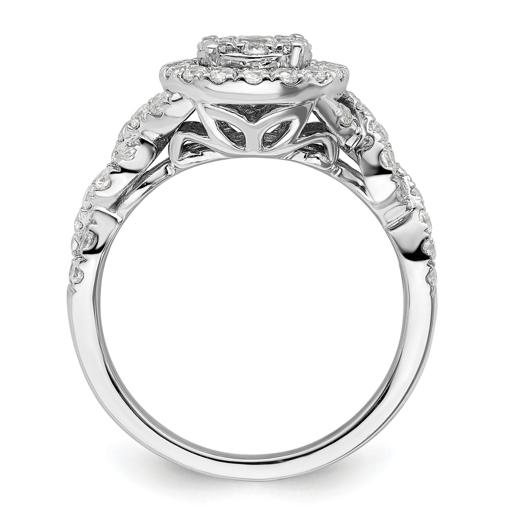 14k White Gold 1 carat Lab Grown Diamond VS/SI+ G+ Complete Cluster Engagement Ring