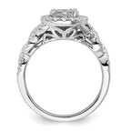 14k White Gold 1 carat Lab Grown Diamond VS/SI+ G+ Complete Cluster Engagement Ring