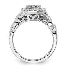 14k White Gold 1 carat Lab Grown Diamond VS/SI+ G+ Complete Cluster Engagement Ring