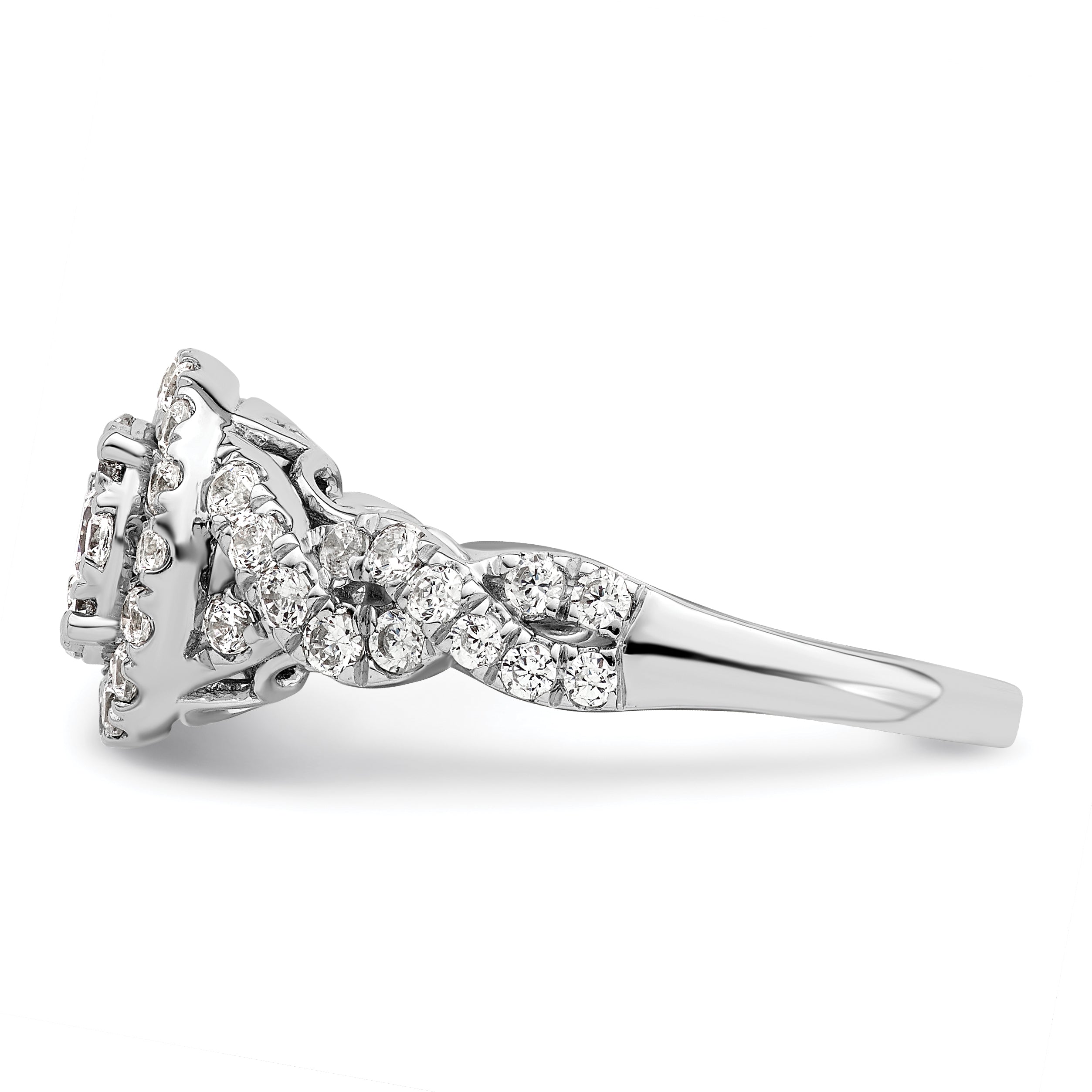 14k White Gold 1 carat Lab Grown Diamond VS/SI+ G+ Complete Cluster Engagement Ring