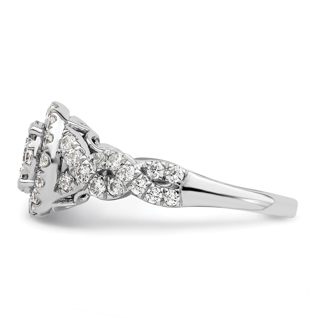 14k White Gold 1 carat Lab Grown Diamond VS/SI+ G+ Complete Cluster Engagement Ring
