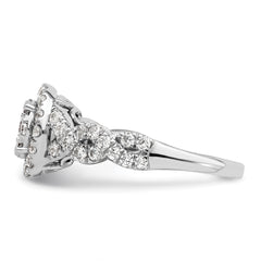 14k White Gold 1 carat Lab Grown Diamond VS/SI+ G+ Complete Cluster Engagement Ring
