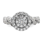 14k White Gold 1 carat Lab Grown Diamond VS/SI+ G+ Complete Cluster Engagement Ring