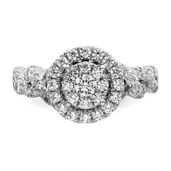 14k White Gold 1 carat Lab Grown Diamond VS/SI+ G+ Complete Cluster Engagement Ring