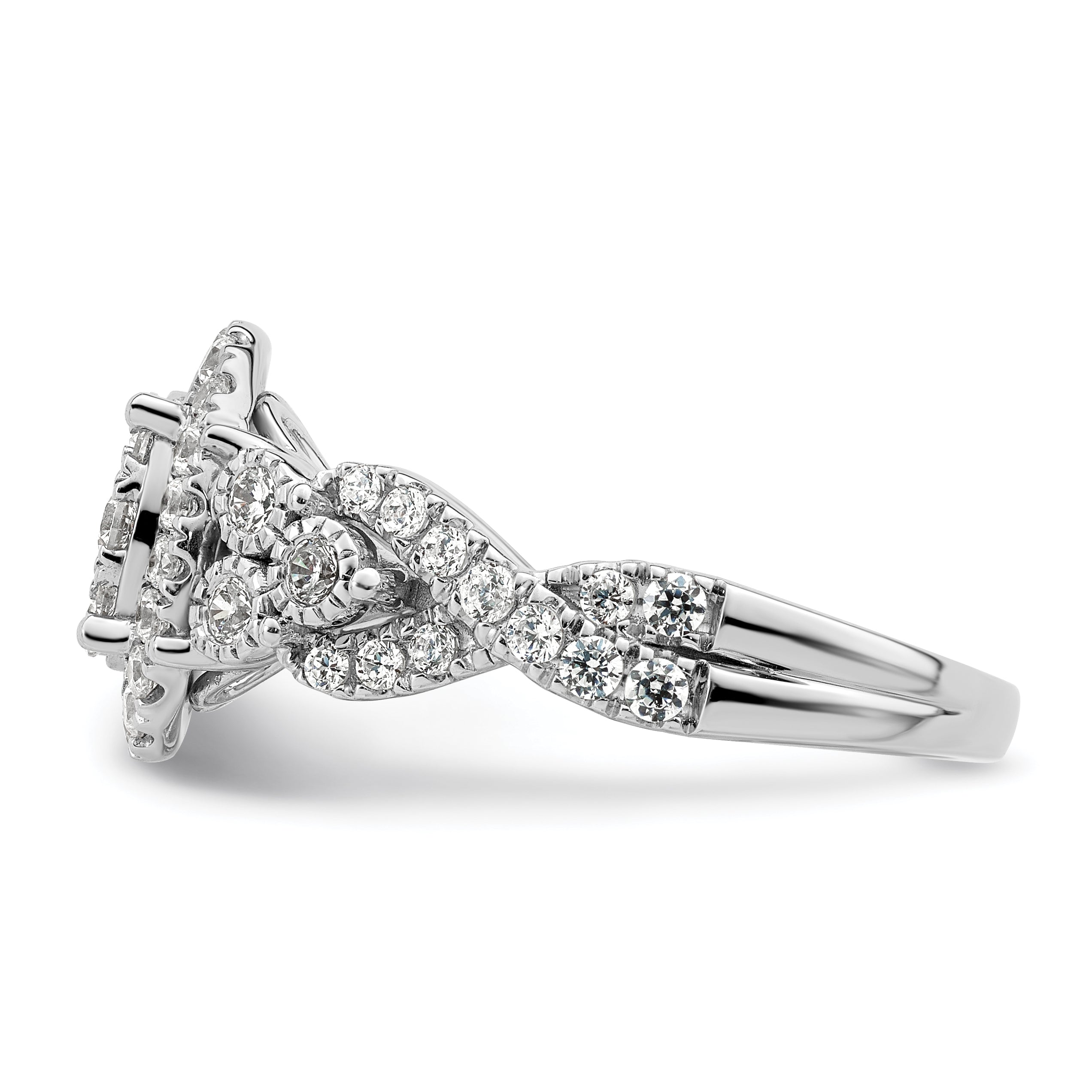 14k White Gold 1 carat Lab Grown Diamond VS/SI+ G+ Complete Cluster Engagement Ring