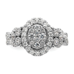 14k White Gold 1 carat Lab Grown Diamond VS/SI+ G+ Complete Cluster Engagement Ring