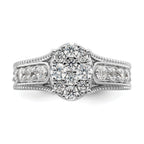 14k White Gold 1 carat Lab Grown Diamond VS/SI+ G+ Complete Cluster Engagement Ring