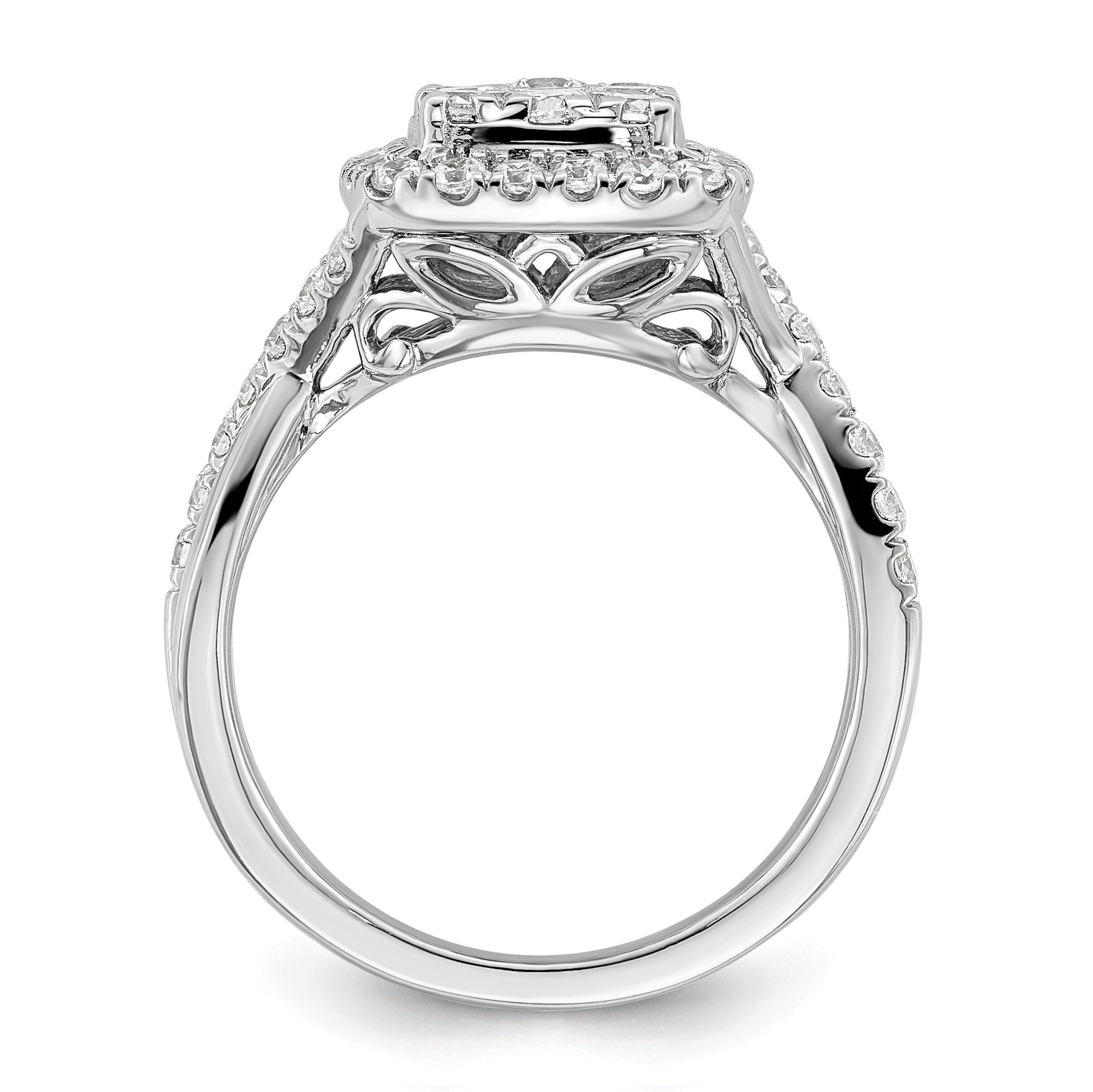 14k White Gold 1 carat Lab Grown Diamond VS/SI+ G+ Complete Cluster Engagement Ring Secondary image