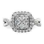 14k White Gold 1 carat Lab Grown Diamond VS/SI+ G+ Complete Cluster Engagement Ring