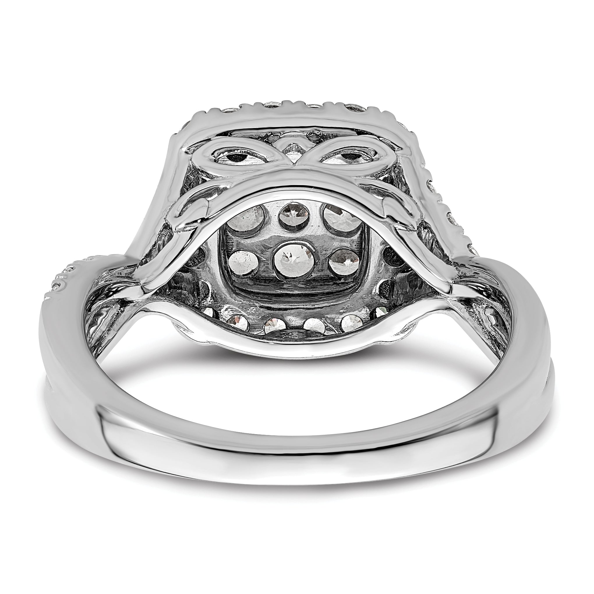 14k White Gold 1 carat Lab Grown Diamond VS/SI+ G+ Complete Cluster Engagement Ring