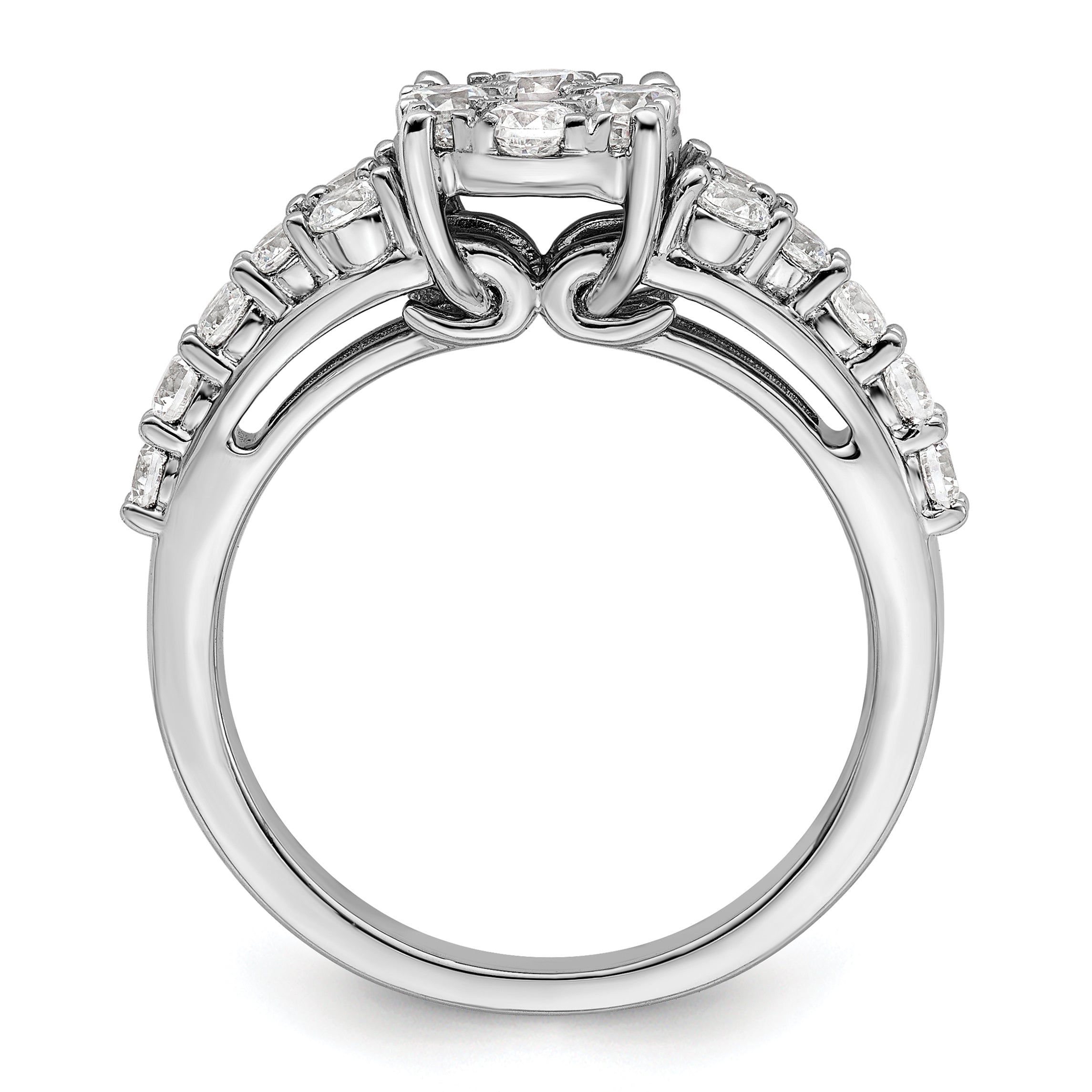 14k White Gold 1 carat Lab Grown Diamond VS/SI+ G+ Complete Cluster Engagement Ring