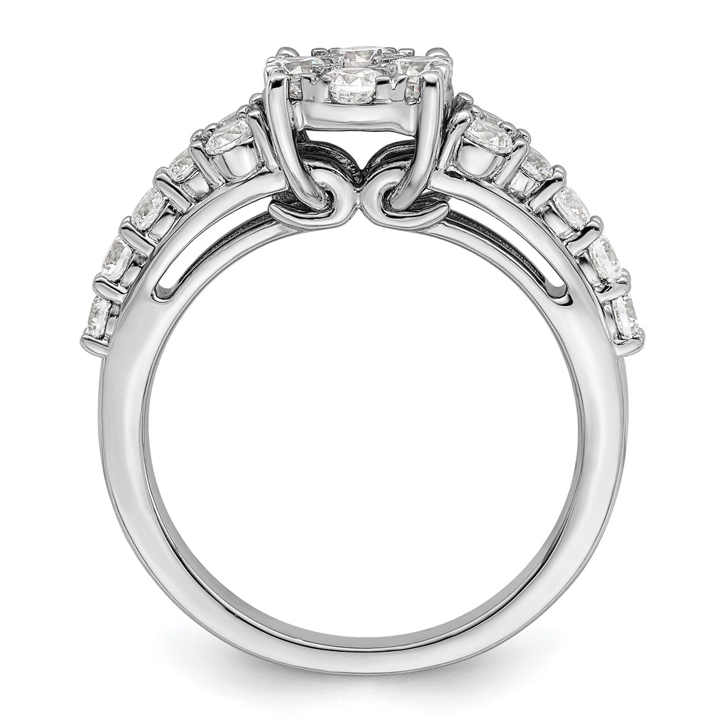 14k White Gold 1 carat Lab Grown Diamond VS/SI+ G+ Complete Cluster Engagement Ring