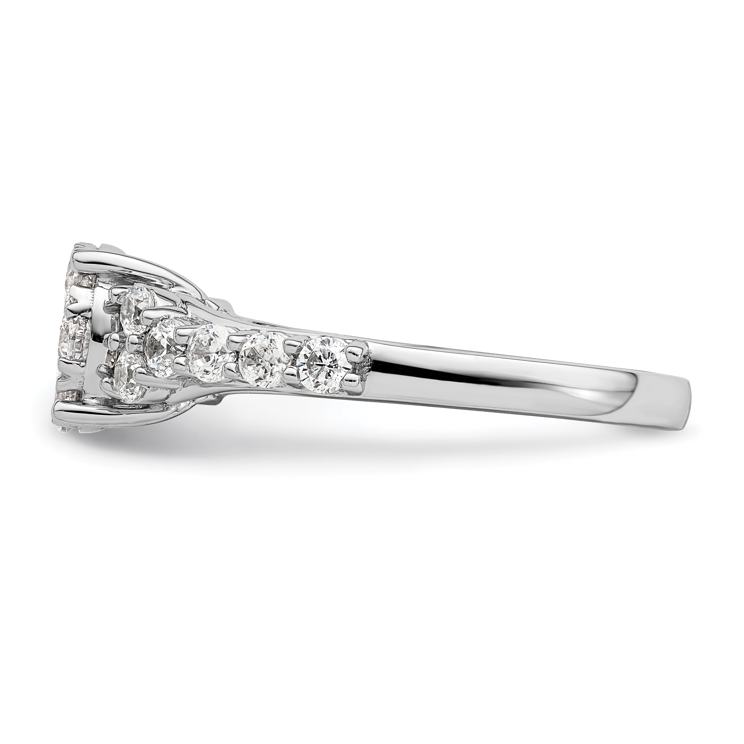 14k White Gold 1 carat Lab Grown Diamond VS/SI+ G+ Complete Cluster Engagement Ring