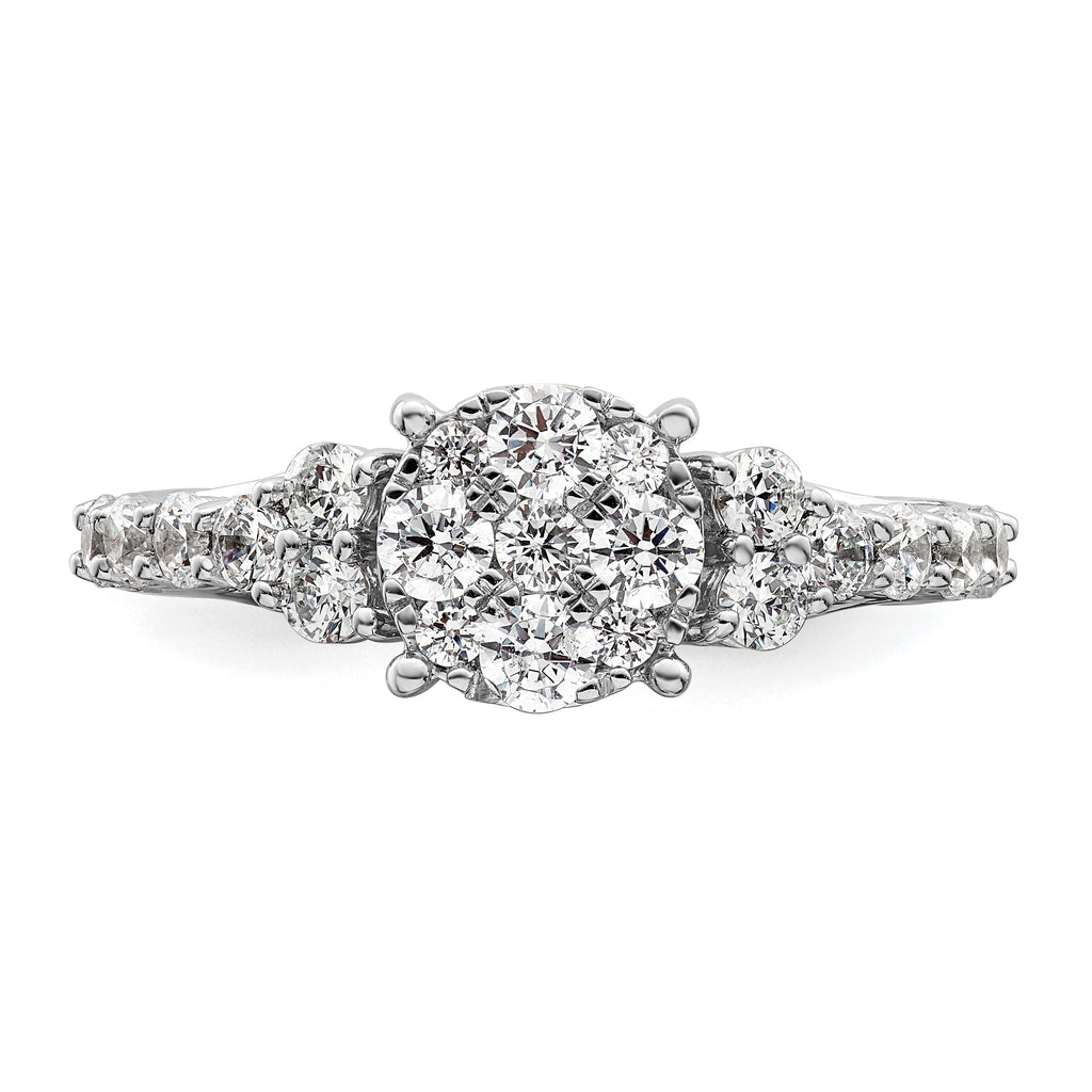 14k White Gold 1 carat Lab Grown Diamond VS/SI+ G+ Complete Cluster Engagement Ring