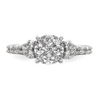 14k White Gold 1 carat Lab Grown Diamond VS/SI+ G+ Complete Cluster Engagement Ring