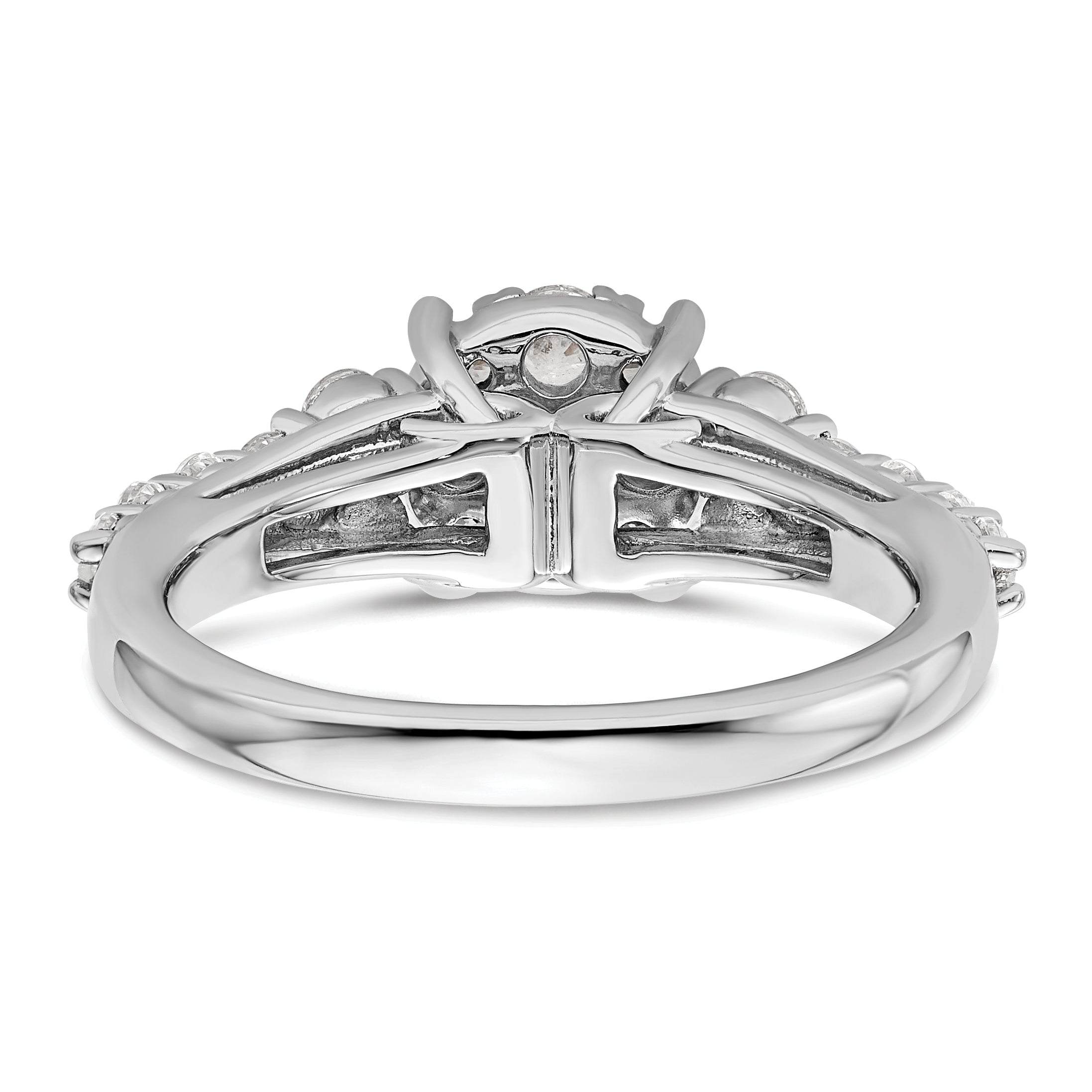 14k White Gold 1 carat Lab Grown Diamond VS/SI+ G+ Complete Cluster Engagement Ring