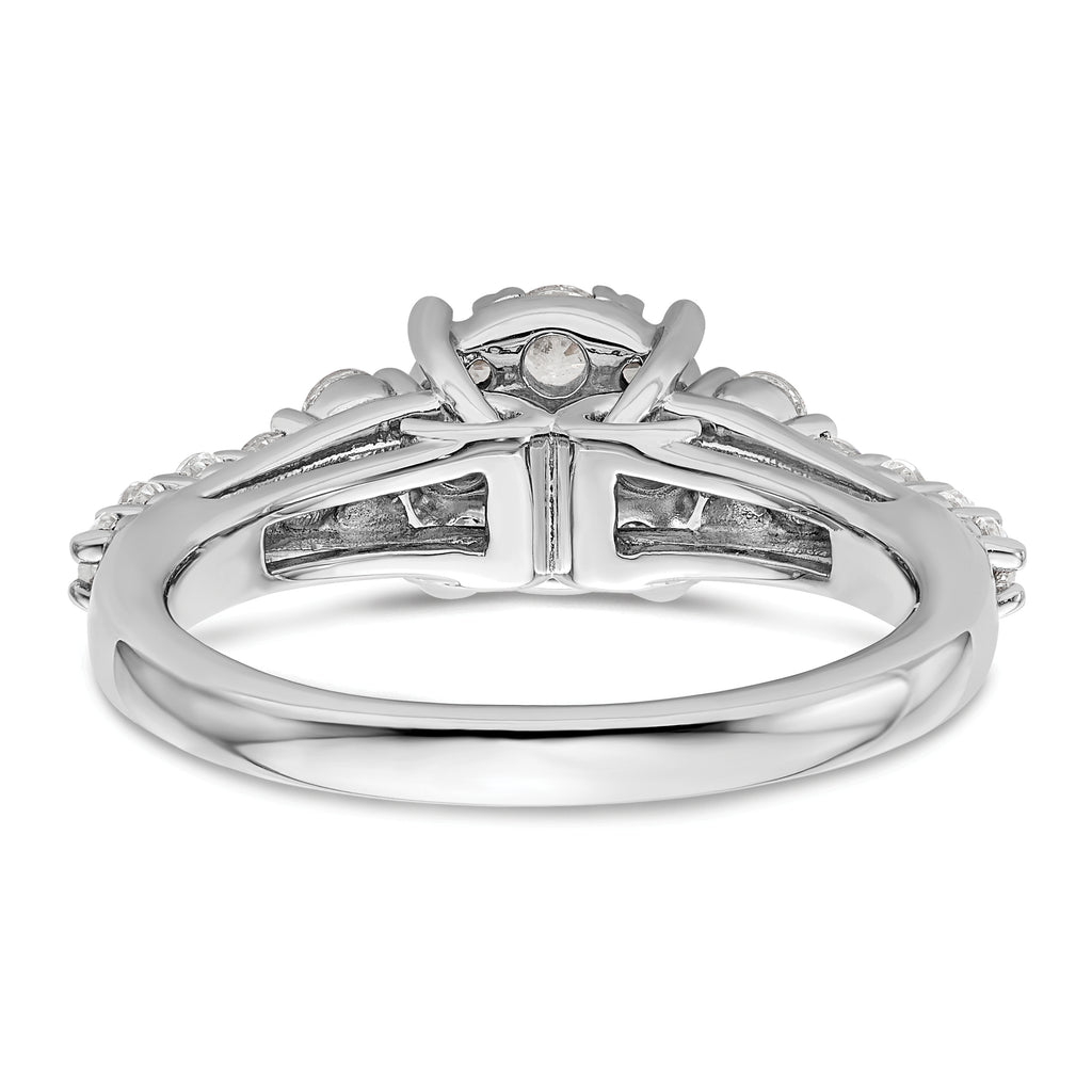 14k White Gold 1 carat Lab Grown Diamond VS/SI+ G+ Complete Cluster Engagement Ring