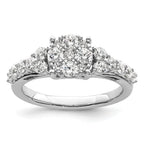 14k White Gold 1 carat Lab Grown Diamond VS/SI+ G+ Complete Cluster Engagement Ring