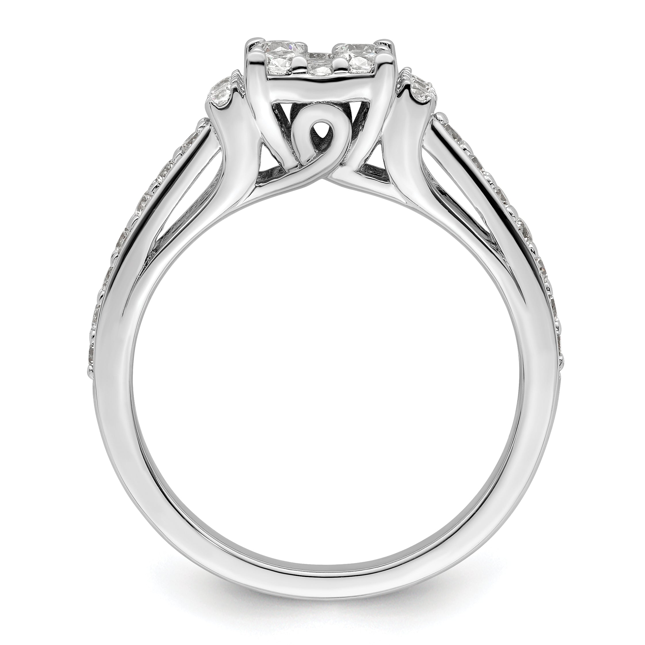 14k White Gold 3/4 carat Lab Grown Diamond VS/SI+ G+ Complete Cluster Engagement Ring