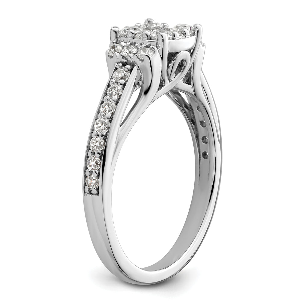 14k White Gold 3/4 carat Lab Grown Diamond VS/SI+ G+ Complete Cluster Engagement Ring