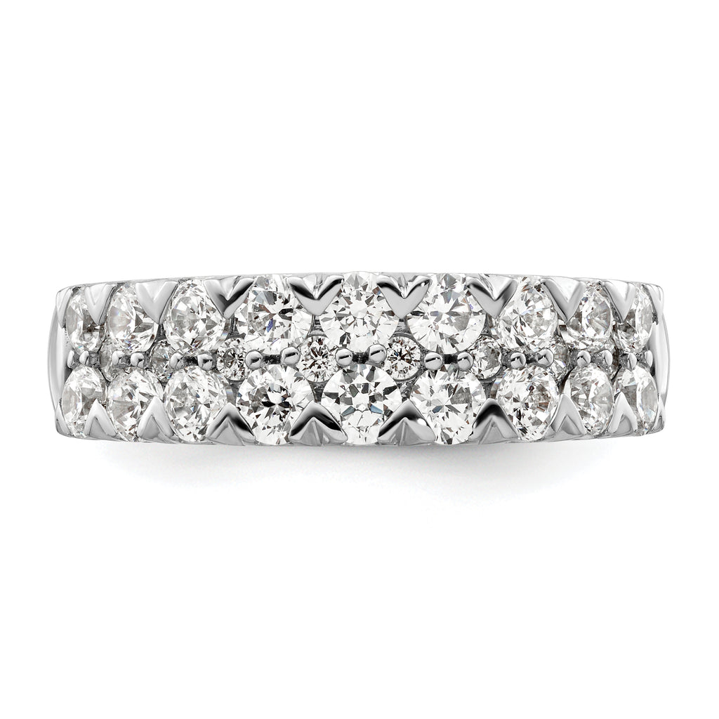 14k White Gold 1 1/2 carat Lab Grown Diamond VS/SI+ G+ Complete Double Row Fashion Band