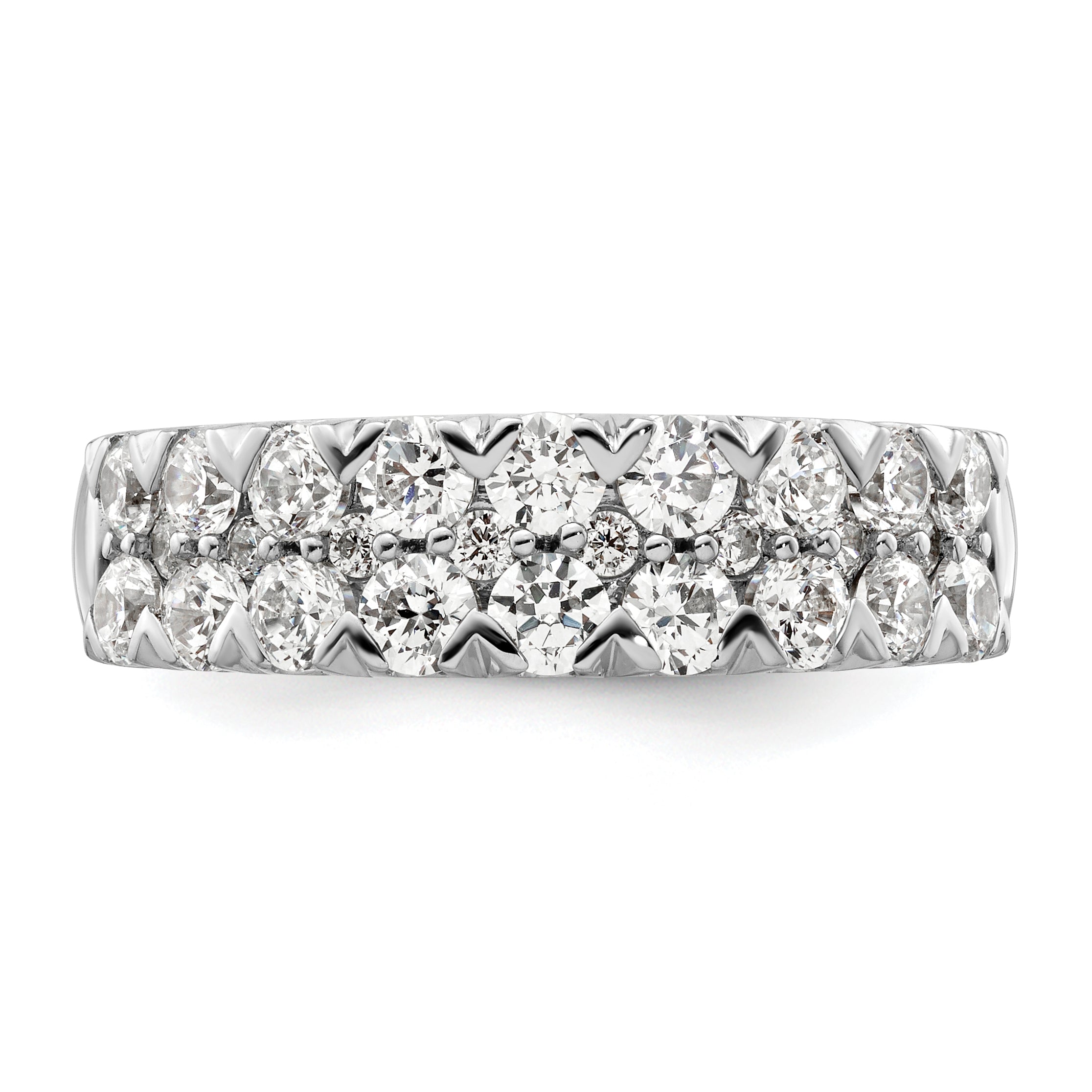 14k White Gold 1 1/2 carat Lab Grown Diamond VS/SI+ G+ Complete Double Row Fashion Band