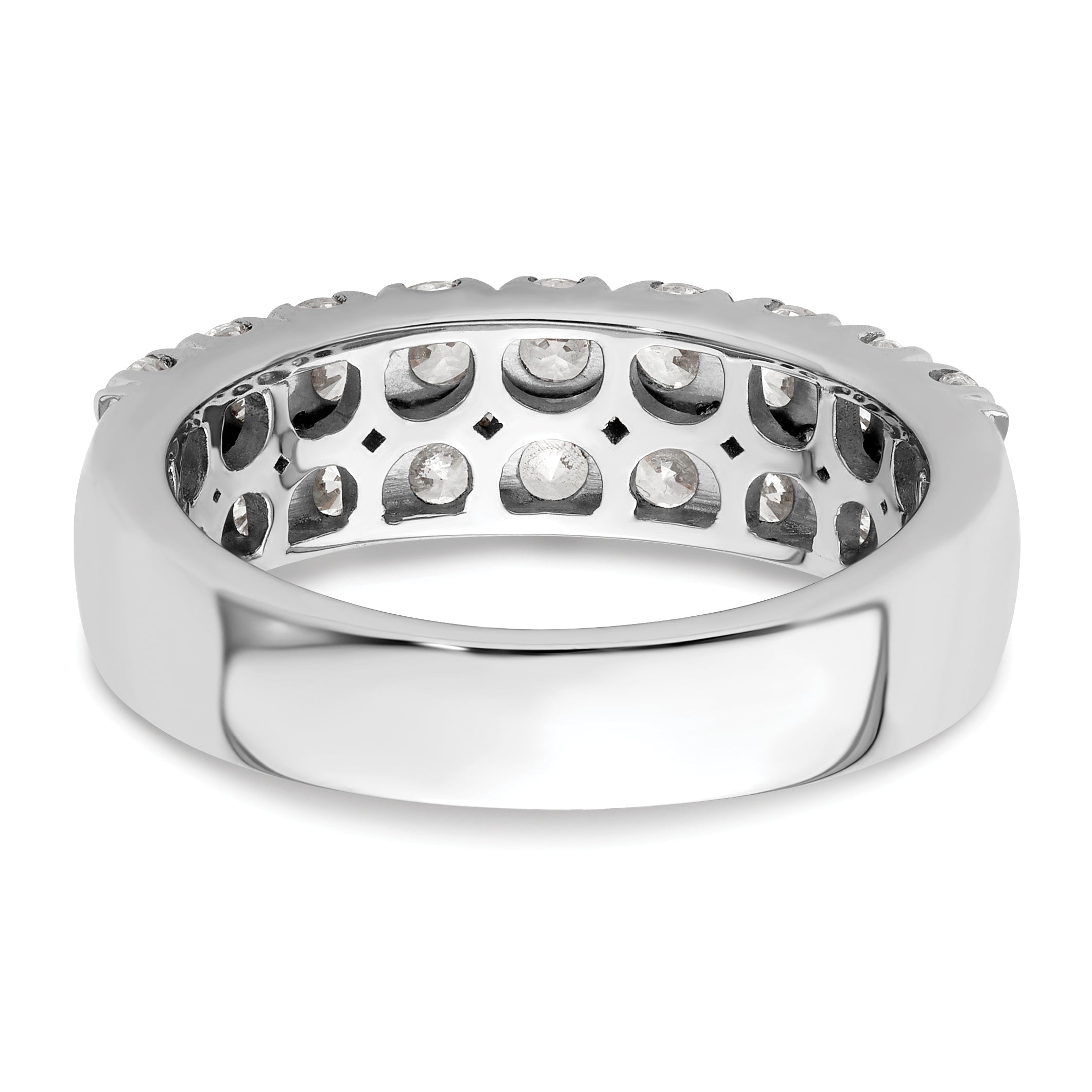 14k White Gold 1 1/2 carat Lab Grown Diamond VS/SI+ G+ Complete Double Row Fashion Band