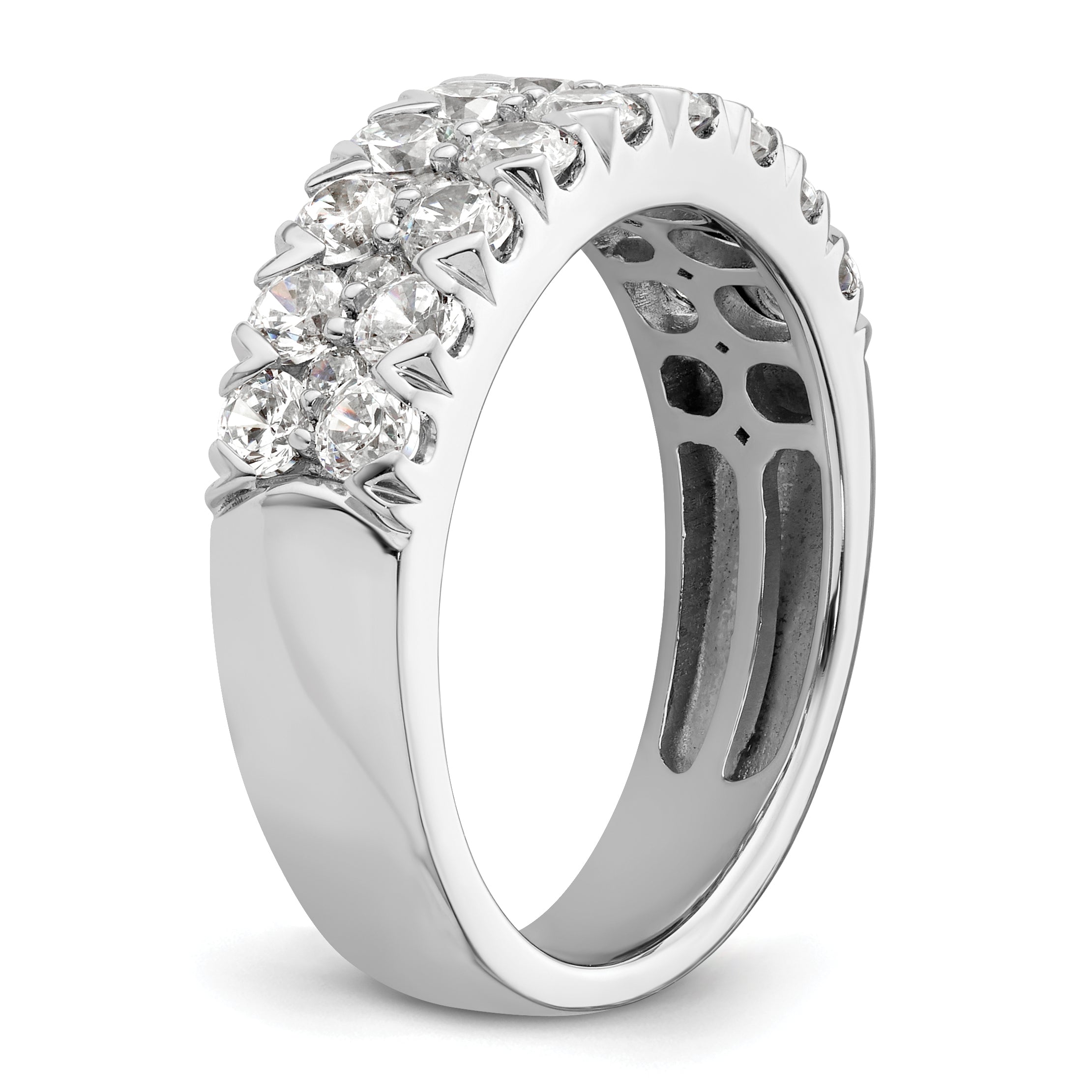 14k White Gold 1 1/2 carat Lab Grown Diamond VS/SI+ G+ Complete Double Row Fashion Band