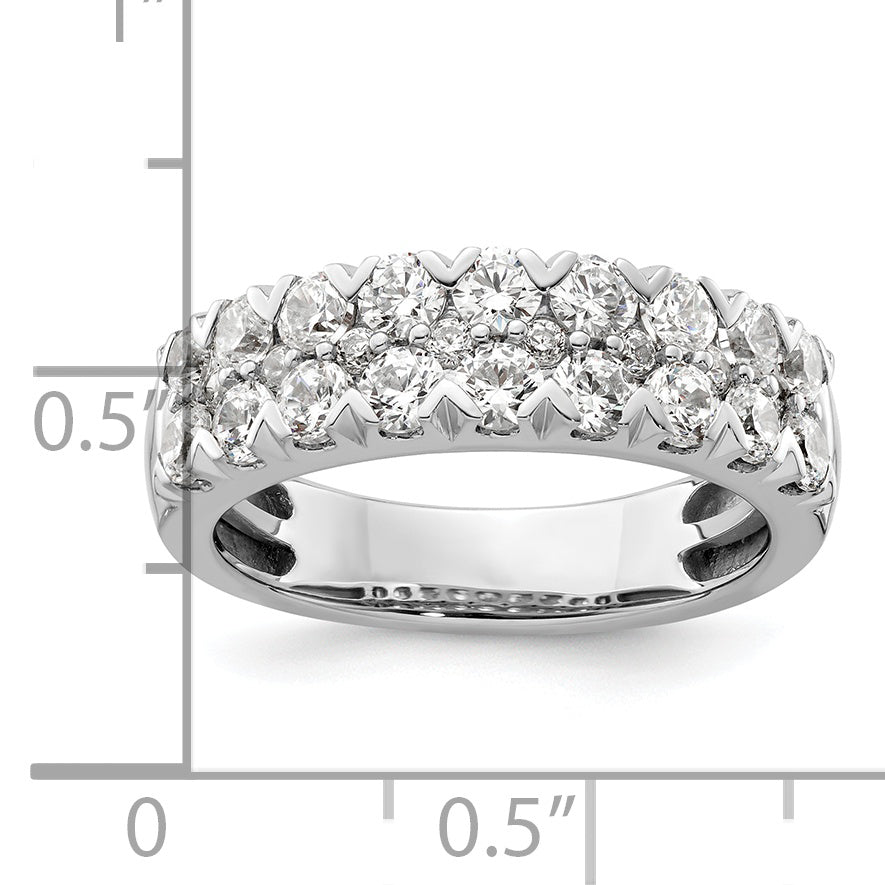 14k White Gold 1 1/2 carat Lab Grown Diamond VS/SI+ G+ Complete Double Row Fashion Band