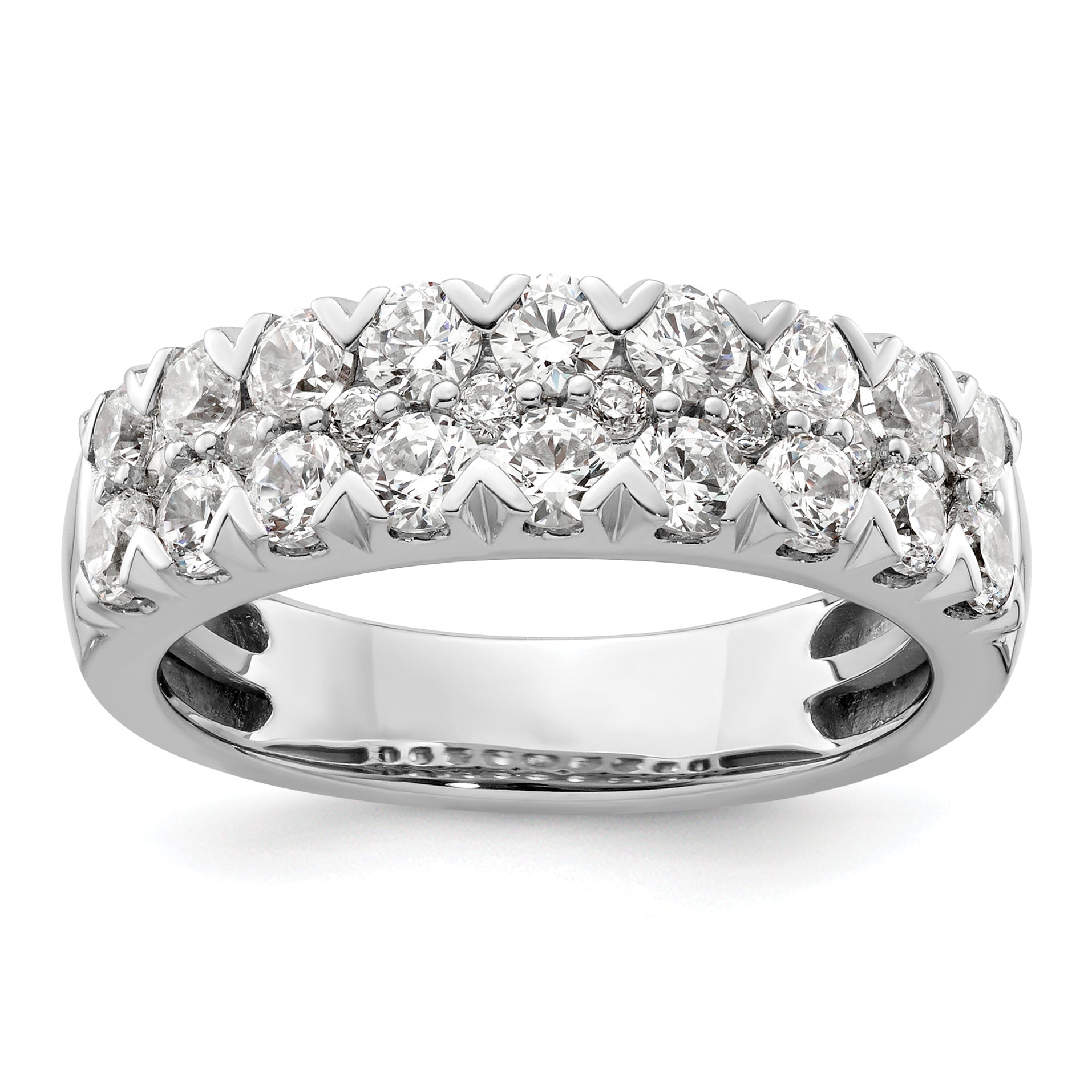 14k White Gold 1 1/2 carat Lab Grown Diamond VS/SI+ G+ Complete Double Row Fashion Band