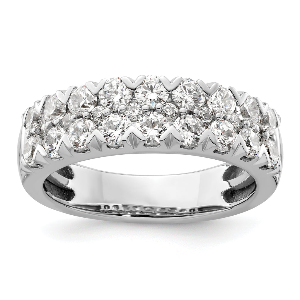 14k White Gold 1 1/2 carat Lab Grown Diamond VS/SI+ G+ Complete Double Row Fashion Band