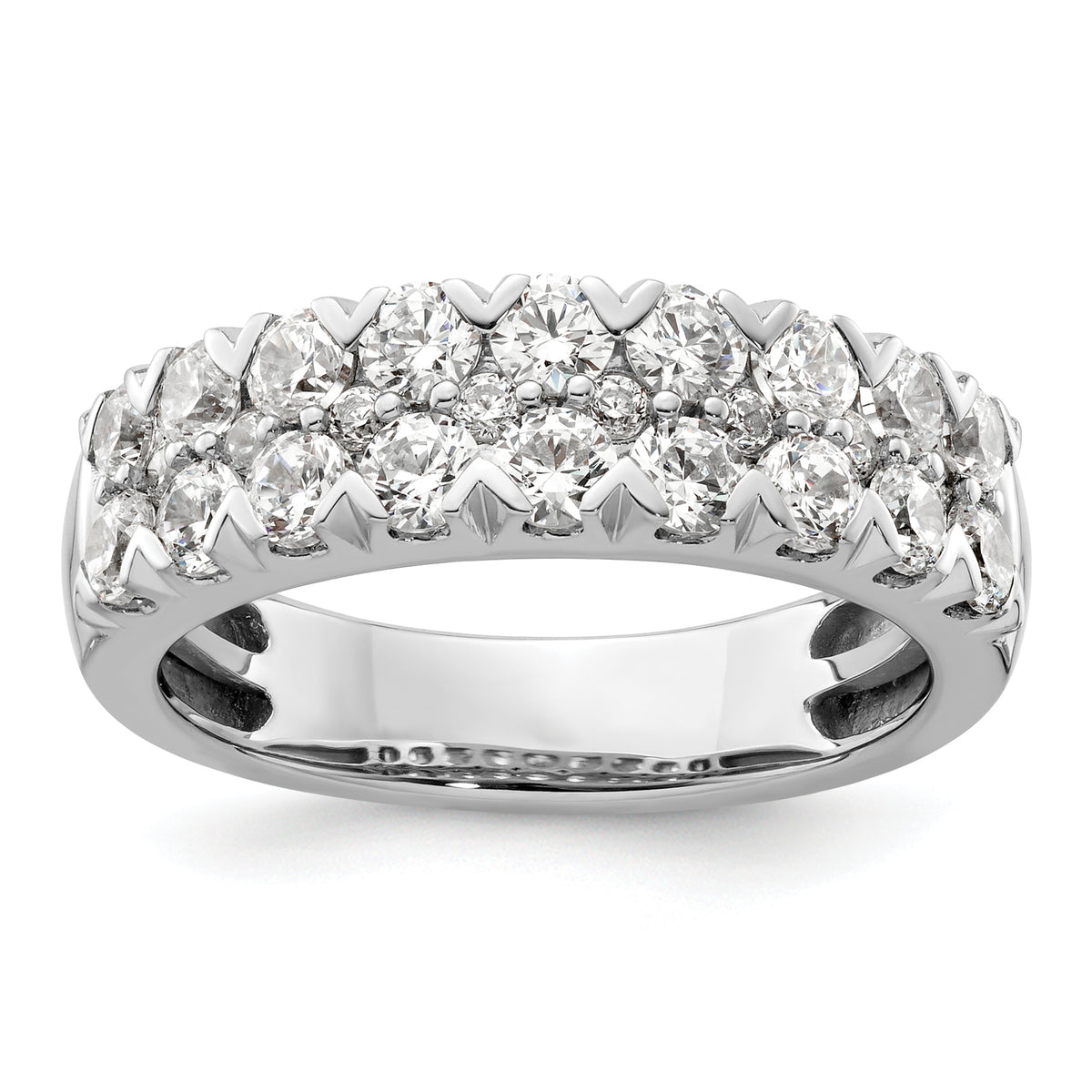 14k White Gold 1 1/2 carat Lab Grown Diamond VS/SI+ G+ Complete Double Row Fashion Band