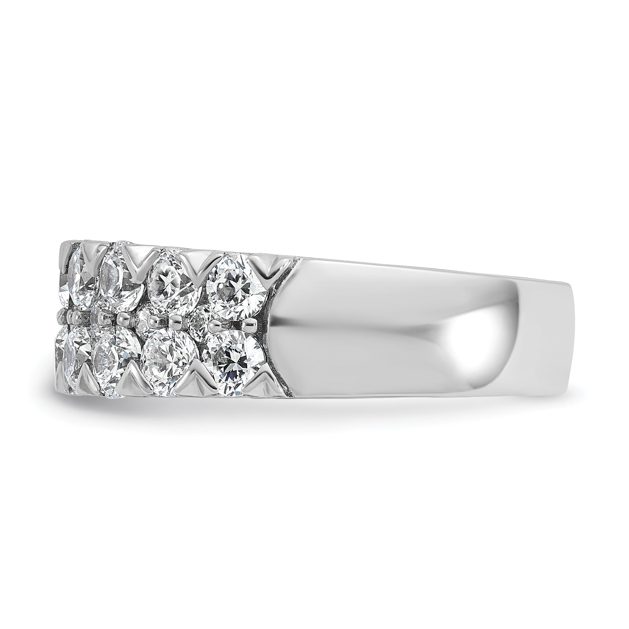 14k White Gold 2 carat Lab Grown Diamond VS/SI+ G+ Complete Double Row Fashion Band