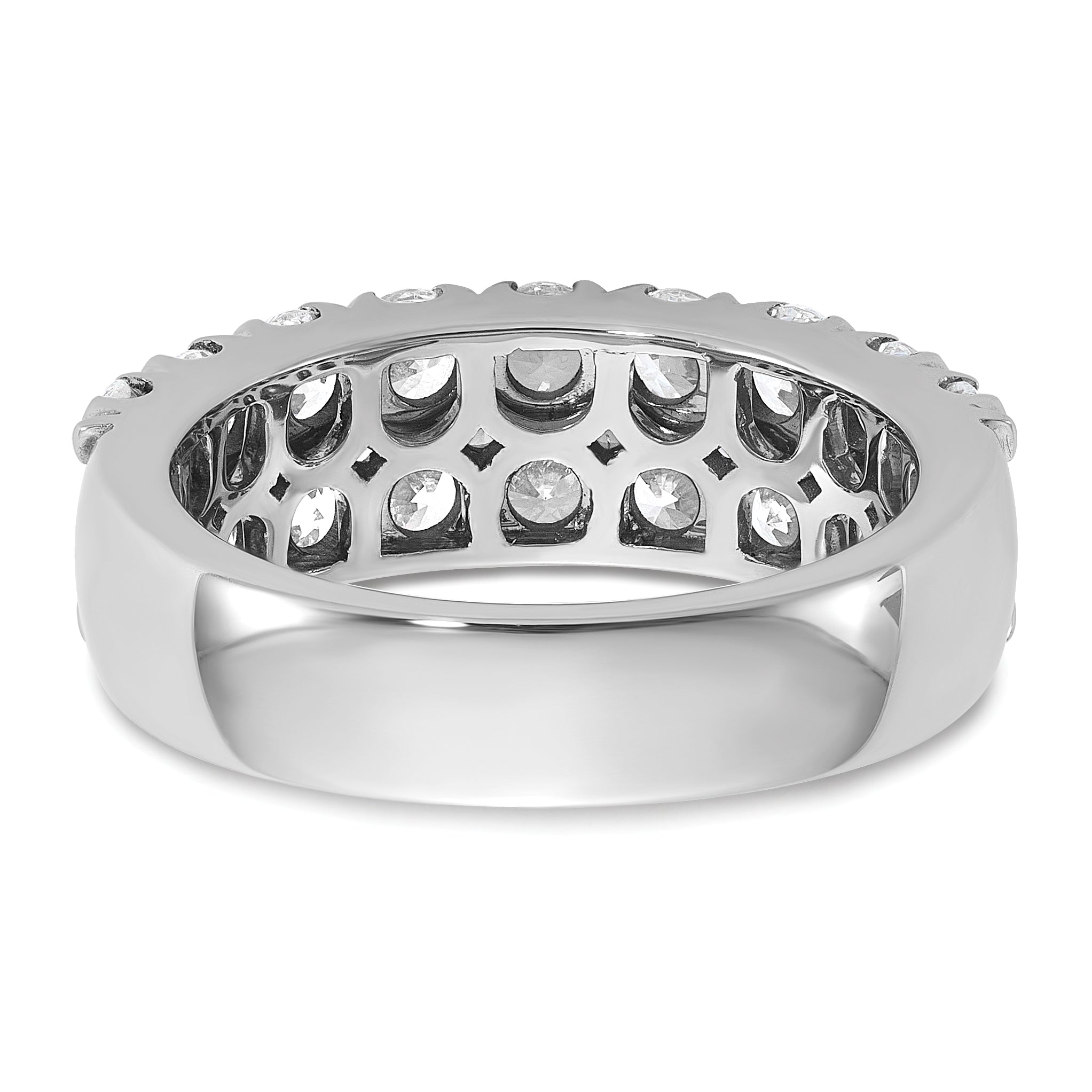 14k White Gold 2 carat Lab Grown Diamond VS/SI+ G+ Complete Double Row Fashion Band