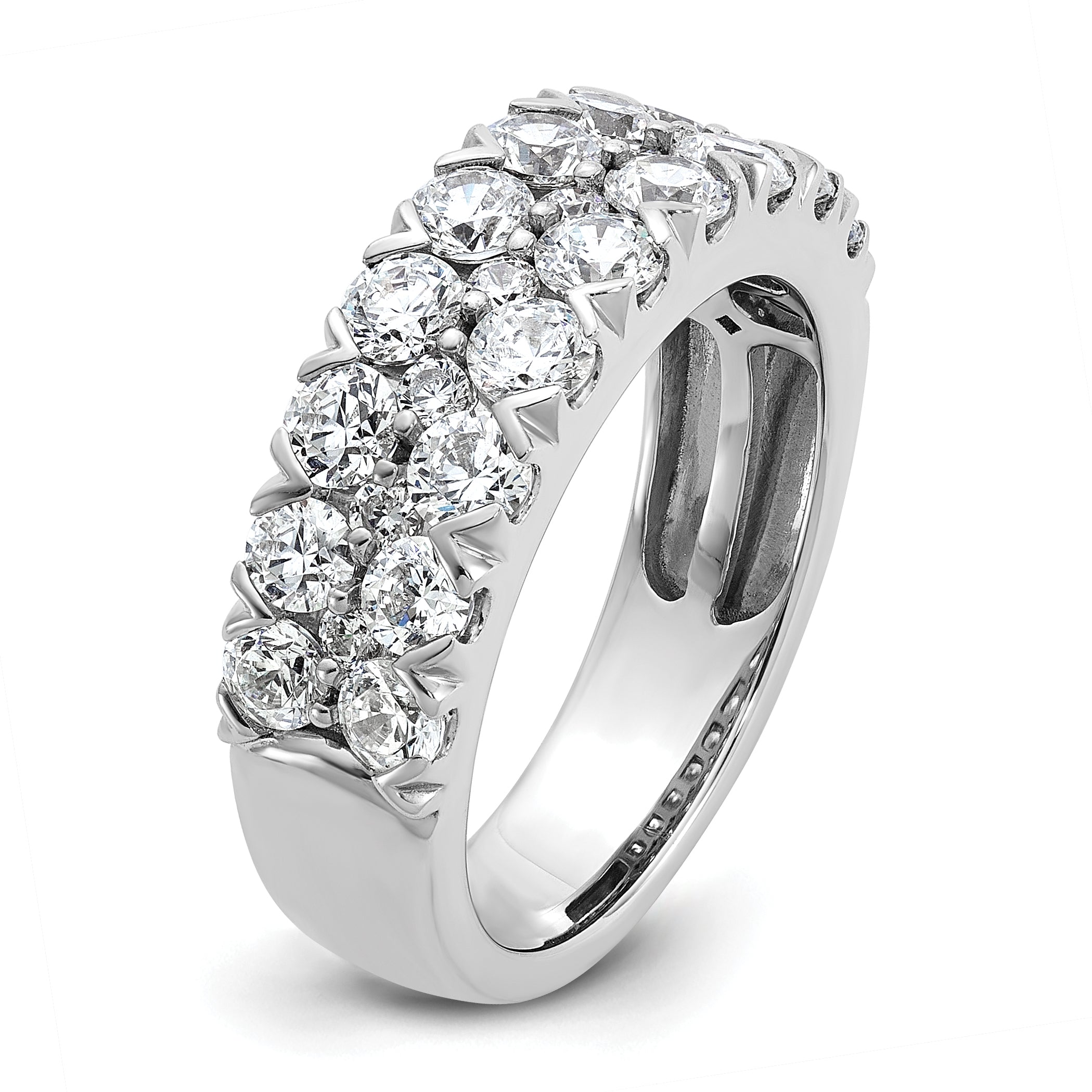 14k White Gold 2 carat Lab Grown Diamond VS/SI+ G+ Complete Double Row Fashion Band